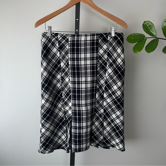 90s Vintage Simply French Collection Plaid Check Pleated Midi Skirt Size 12 - Picture 6 of 8